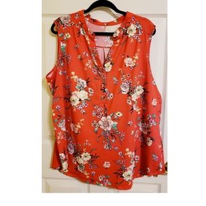 Orange Floral Sleeveless top 3X